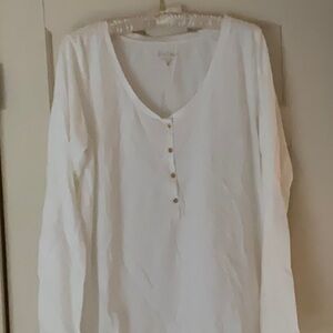 LILLY PULITZER Sorella white top shirt Henley cotton XL